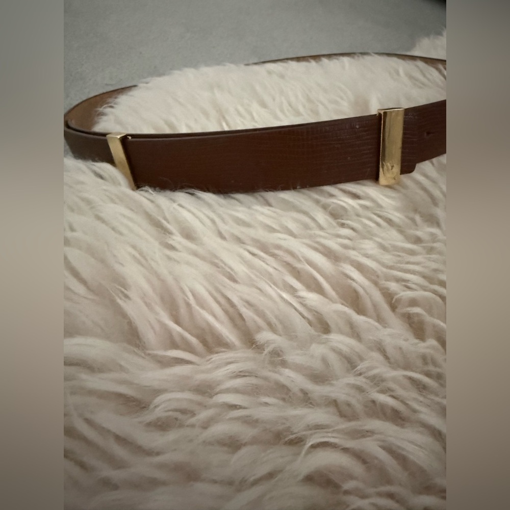 Brown Leather Belt with Gold Accents